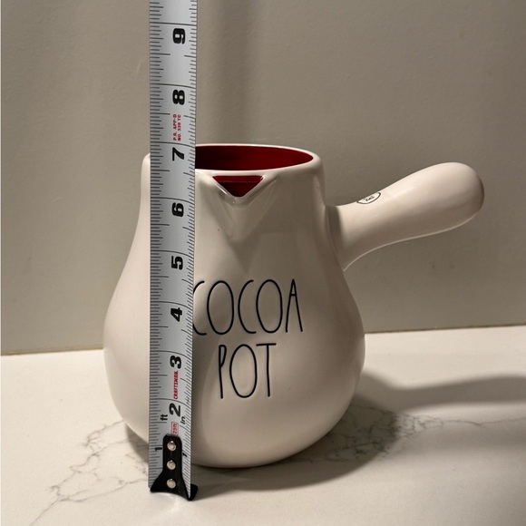Rae Dunn White Cocoa Pot with Red Interior - Picture 7 of 9